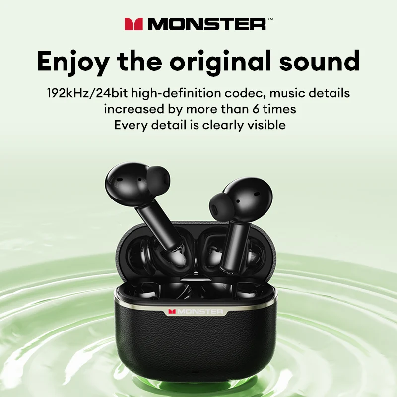 Monster MQT62 سماعة لاسلكية تعمل بالبلوتوث سماعات HIFI الصوت المحيطي ENC دعوة سماعات طويلة التحمل الحد من الضوضاء سماعة الألعاب