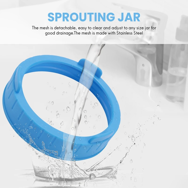 4 Pack Sprouting Lids Plastic Sprout Lids Stainless Steel Screen Wide Mouth Mason Jars Sprouter Sprout Maker