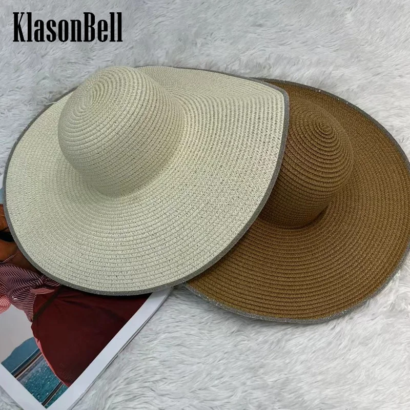 

5,30 KlasonBall модная пляжная кепка в британском стиле для отдыха женская цепочка с бисером новые летние шляпы с широкими полями от солнца