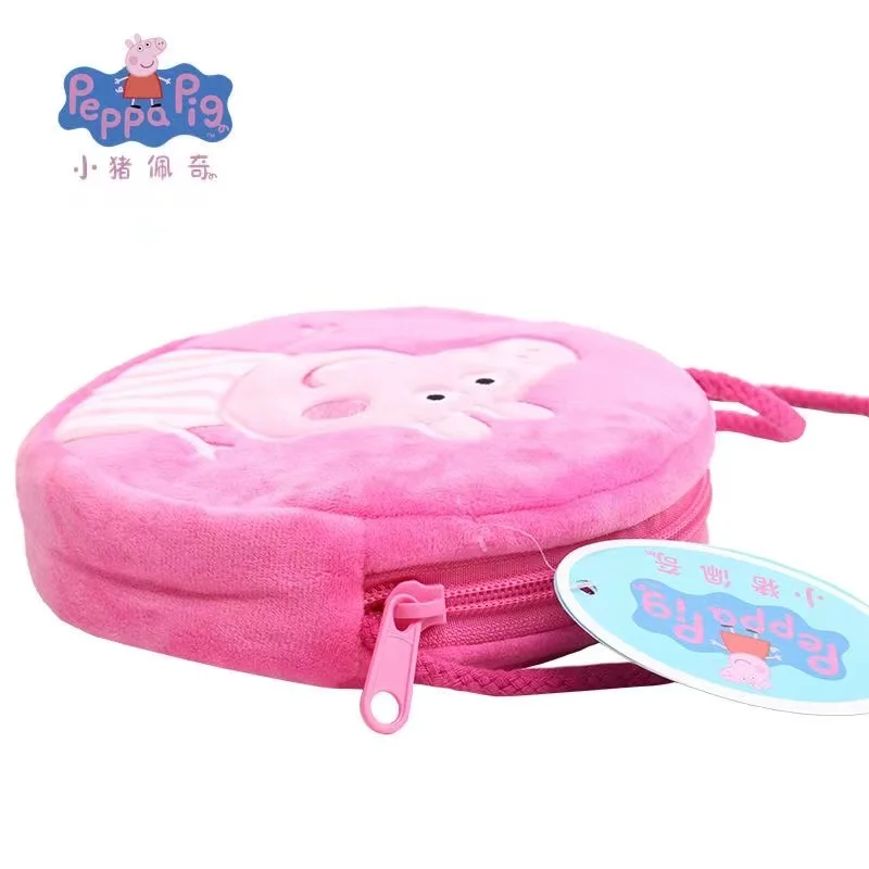 16cm/6.29in Peppa Pig Plush Rounded Backpack Toys George Kindergarten Cartoon Shoulder Bag Coin Purse For Girls Christmas Gift plush backpack toys