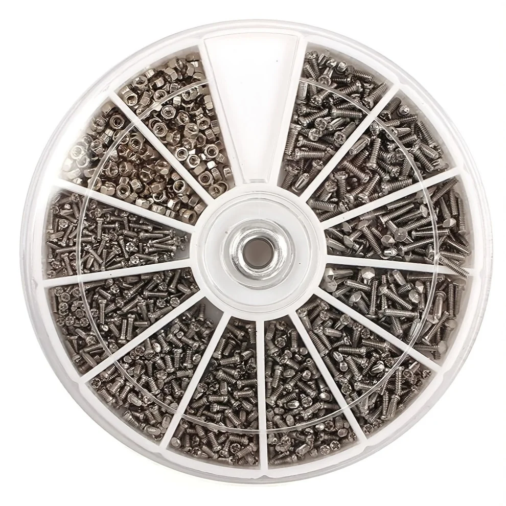 1000PCS M1 M1.2 M1.4 M1.6 stainless steel screw nut set classification set for glasses/mobile phone/watch