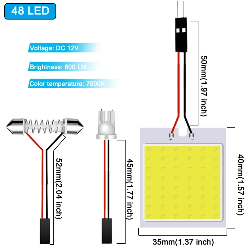 1 PCS C5W LED Bulb C10W Festoon 31mm 36mm 39mm 42mm T10 W5W LED Light COB 12V 6500K White Car Interior Dome Reading Trunk Lamps