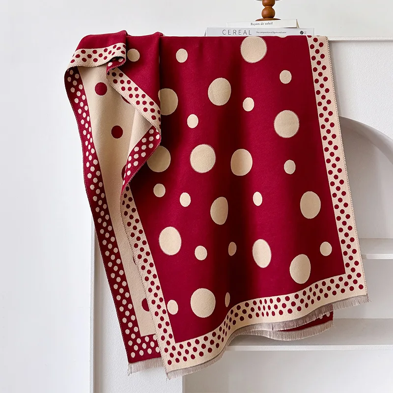 2024 Designer Cashmere Scarf Women Winter Shawl And Wraps Dot Thick Blanket Ladies Long Pashmina Echarpe Neckerchief Bufanda