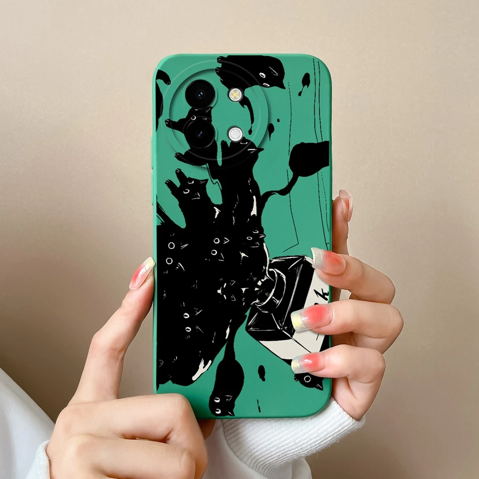 Stylish Painted Anti-Slip Liquid Silicone Phone Case