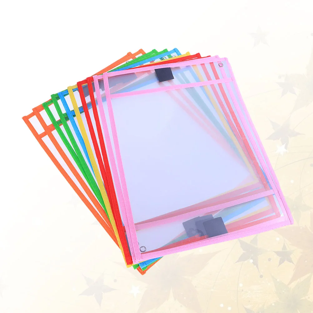 

Write And Wipe Pockets Reusable Child Assorted Colors Stationery for Office School with Pen Case PVC Transparent Write and Wipe