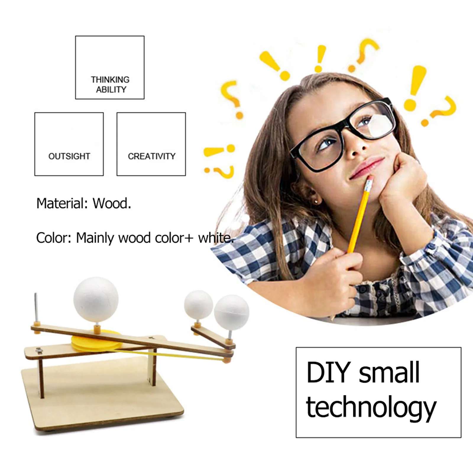 나무로 만든 태양 지구 달 궤도 삼구체 과학 천문학 시연 교육용 기구 태양계 천문학 교육 지리 교육용