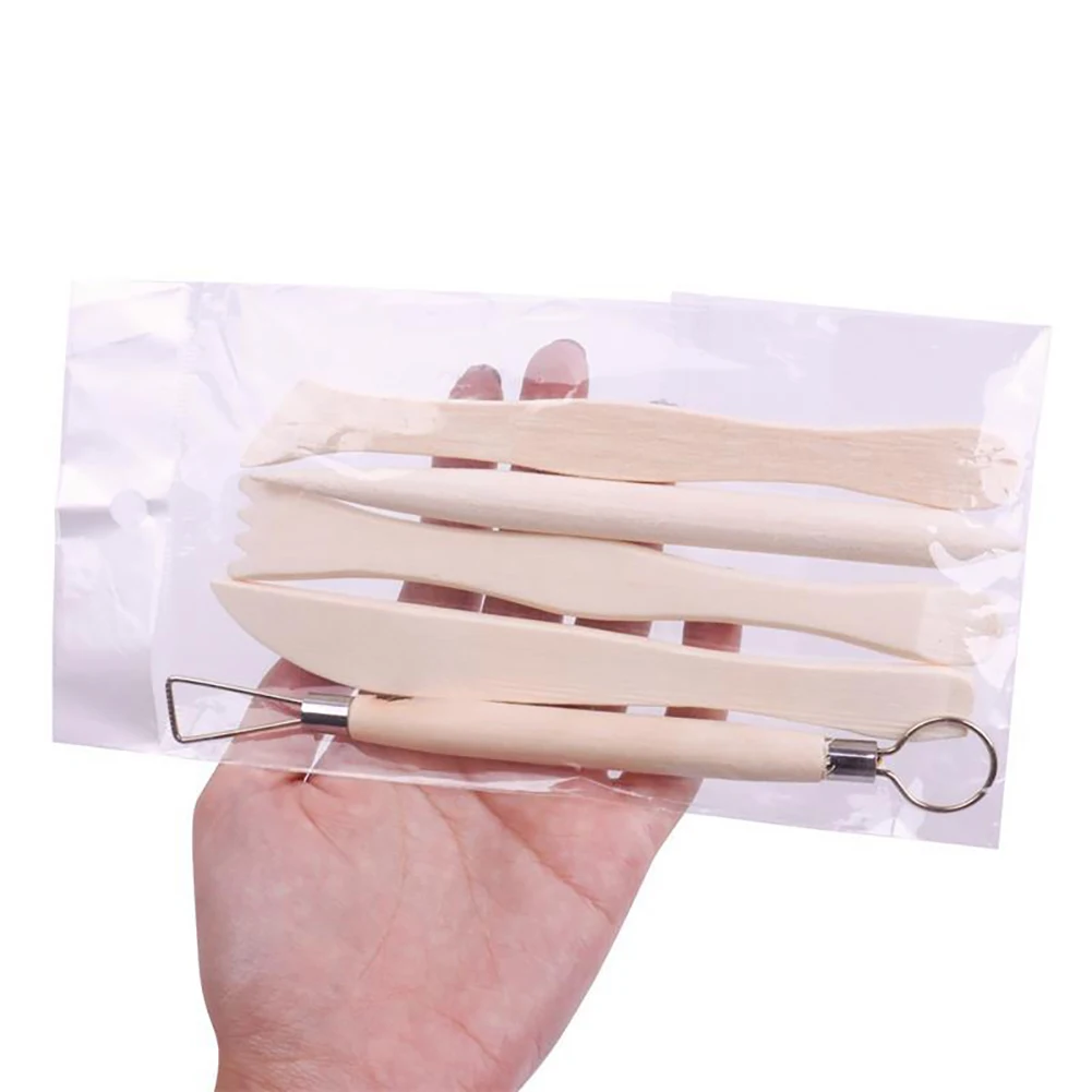 5Pcs of Art Supplies Clay Sculpture Wooden Ceramic Knife Sculpture Carving Shapers Cutters Clay Craft Polymer Clay Tools Set