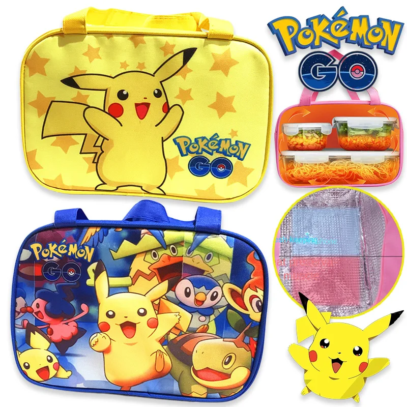Pokemon Pikachu Lunch Bag Cooler Tote Portable Insulated Box Thermal Cold Food Container Picnic For Men Women Travel Lunchbox