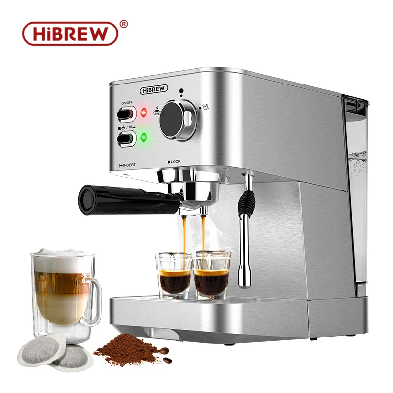 Hibrew 20bar Espresso Coffee Machine Inox Case Semi Automatic Ese Pod