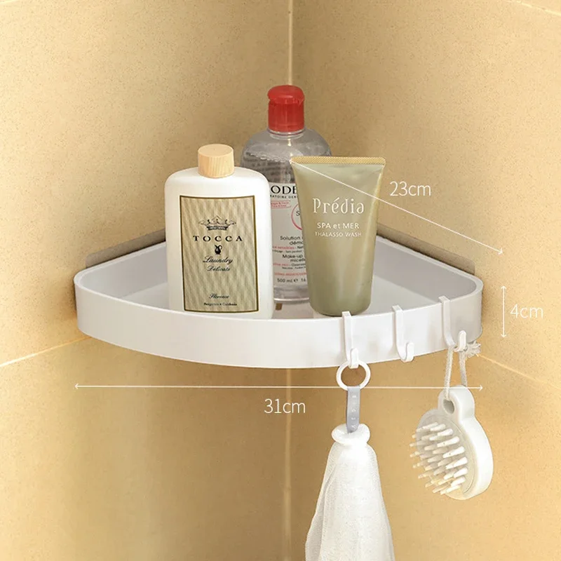 Relaxdays Mensola Portaoggetti da Doccia, Acciaio Inox, Senza Trapano, 4 Ganci, Supporto Adesivo