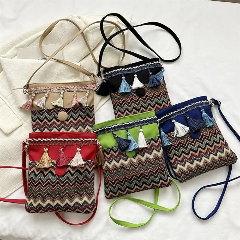 

Large Capacity Ethnic Style Shoulder Bag Fashion Square Ethnic Style Crossbody Bag Canvas Cartoon Diagonal Straddle Bag Women