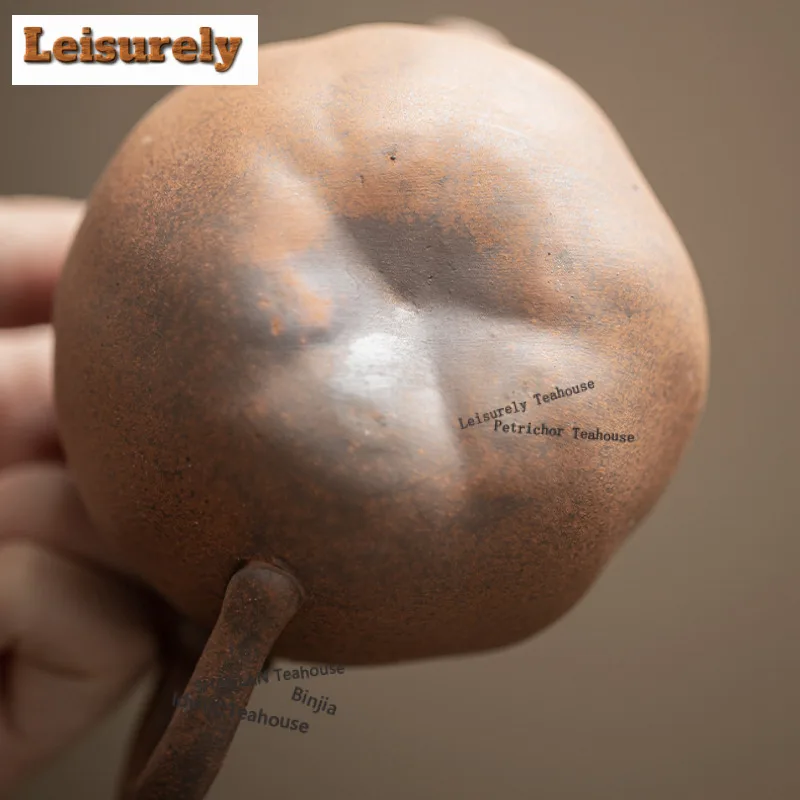 Coarse Pottery Pumpkin Apple Teapot Vintage Tea Infuser Pot Tea Brewing Kettle with Filter White Tea Tea Services Decoration