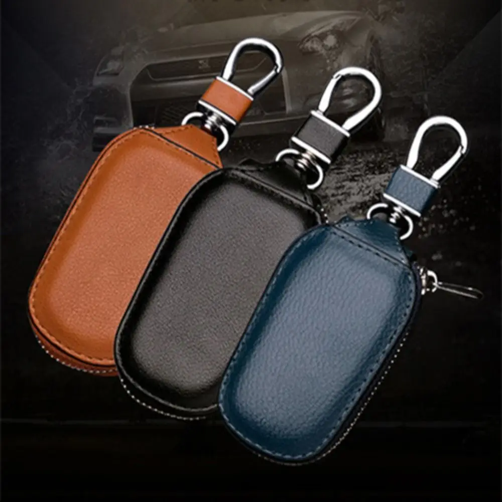 Leather Key Holder and Organizer Zipper Pouch