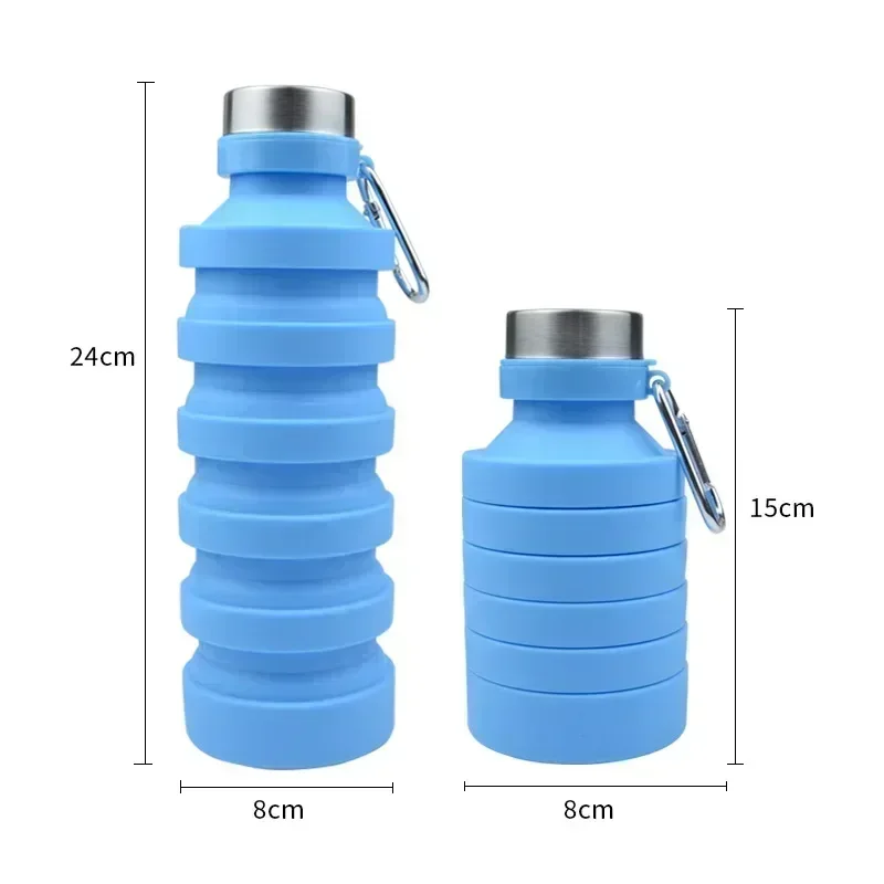 Collapsible Water Bottle 500ml BPA Free Portable Telescopic Cup for Outdoor Travel Sport Gym Camping Hiking Accessories