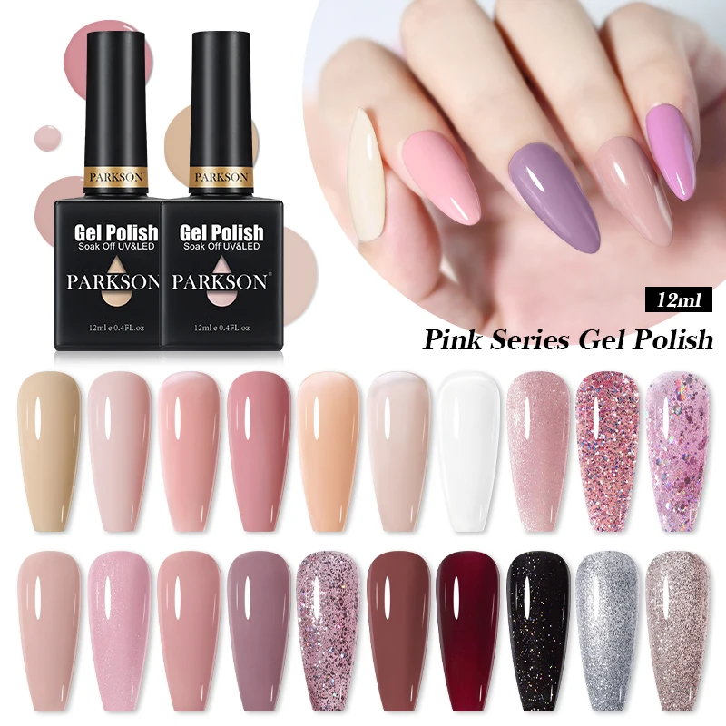 Parkson Gel Nail Polish Semi-permanent UV Varnish Hybrid Pink Glitter Varnishes Manicure Top Coat Art |