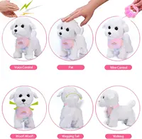 Plush Puppy Electronic Interactive Toy for Kid Shake Tail Pretend Dress Up Stuffed Dog Walking Barking Toy Dog with Leash 2