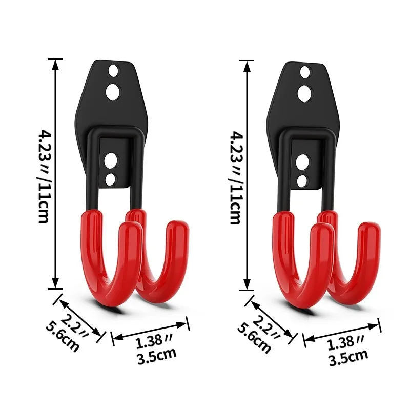 Heavy-Duty Wall-Mounted Non-Slip Metal Hook Set for Garage and Garden Tool Storage