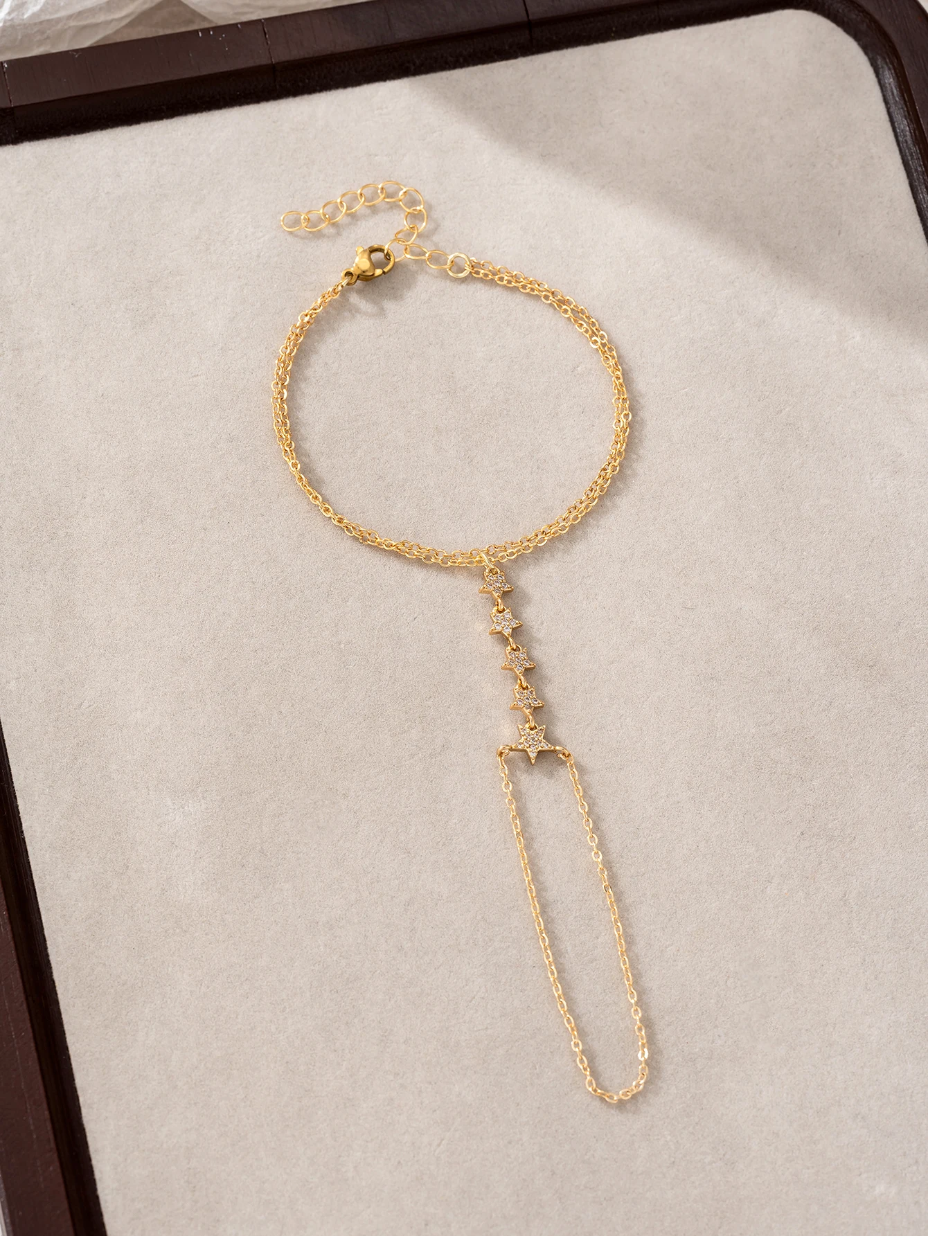 Cubic Zirconia Star Splicing Double-Layer Chain Ring Bracelet