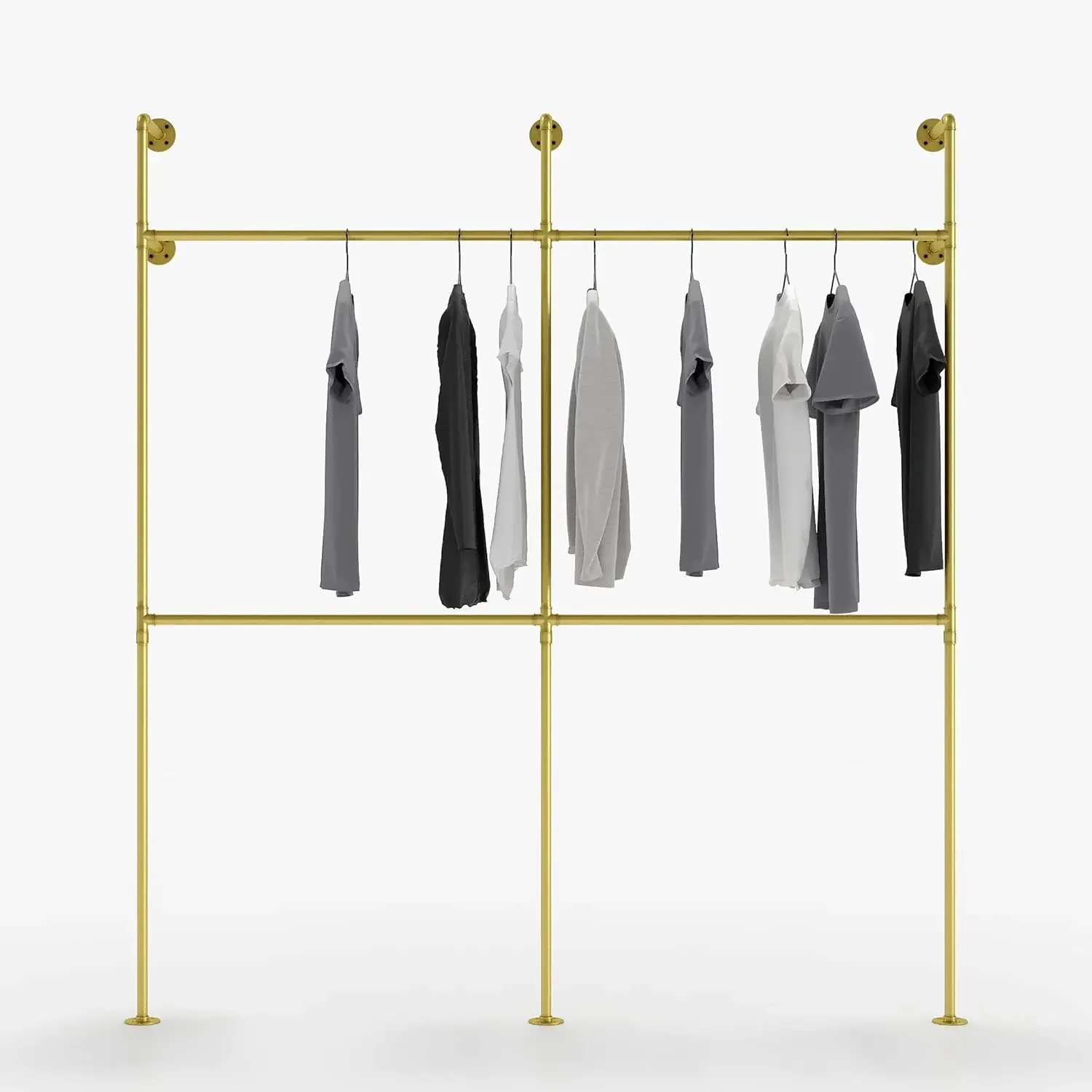 

Industrial pipe clothing rack metal gold - Wall mounted clothes racks for hanging clothes - Modern walk in closet