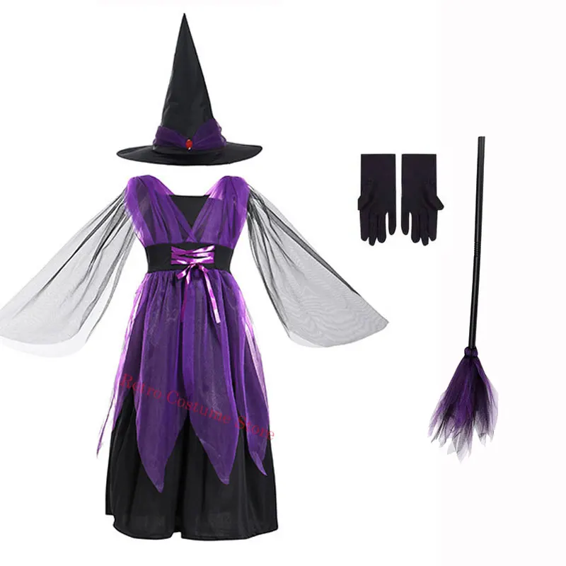 

Girls Toddler Witch Cosplay Costume Halloween Cosplay Wizard Sorcerers Costumes Christmas Party Stage Humidifier