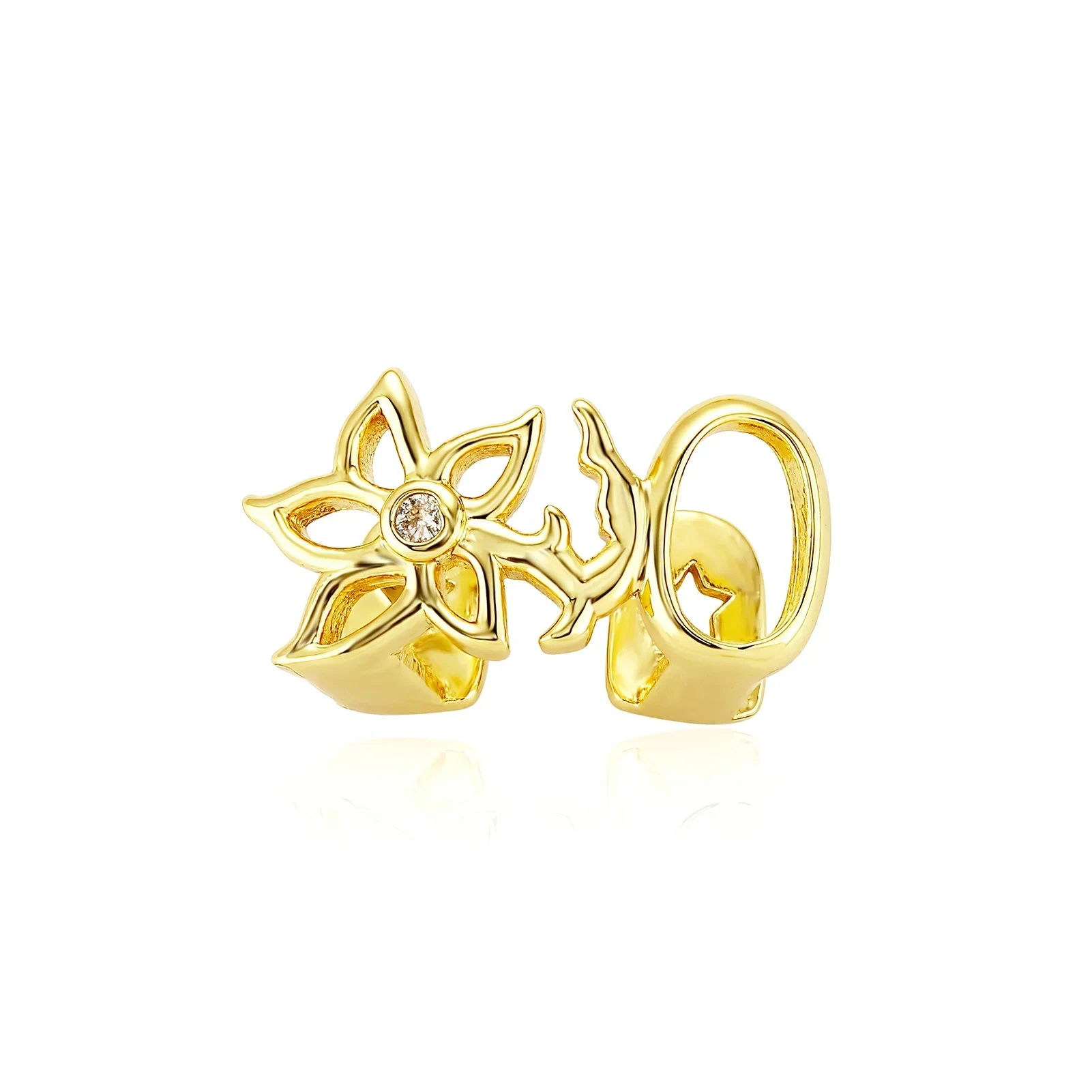 Glossy Double Flower Tooth Jewelry in Gold/Silver