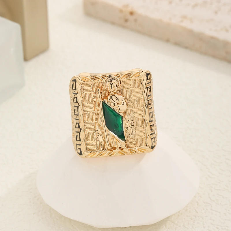 FanSibao14k Gold Plated Saint Jude Men's Ring