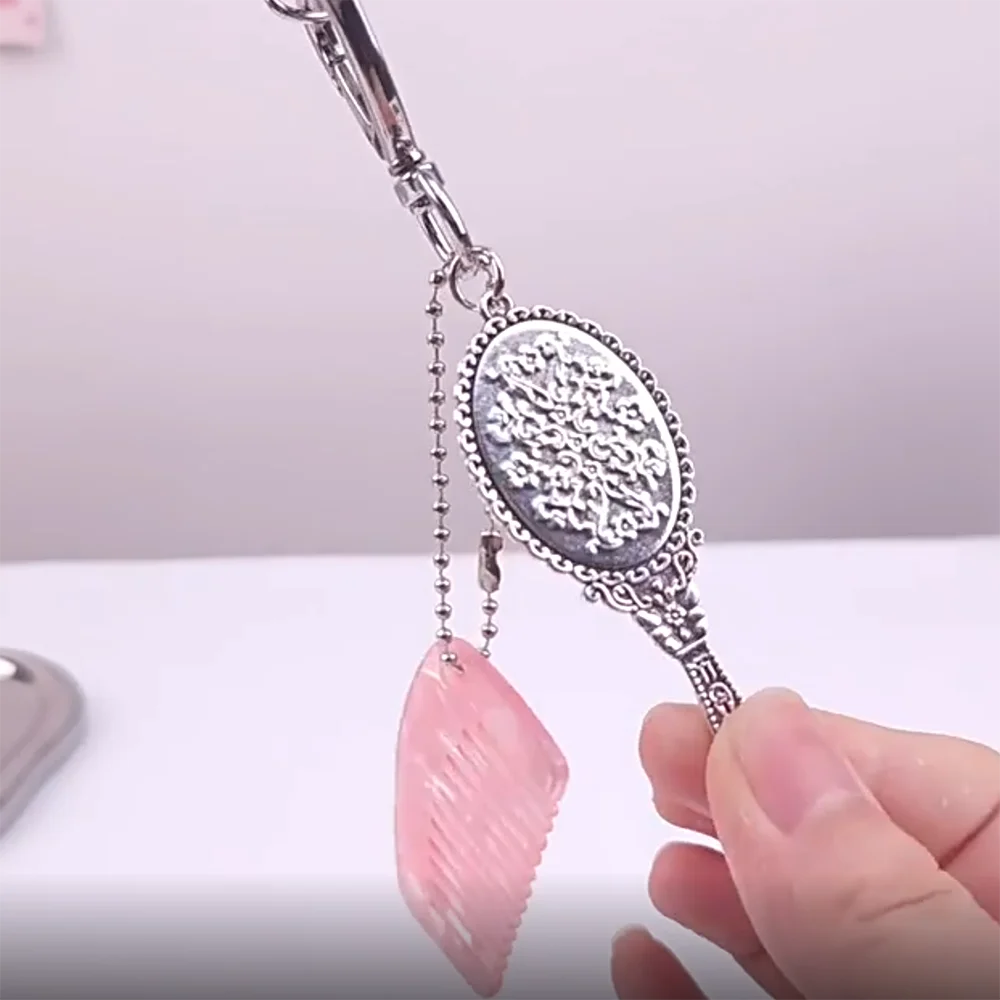 Exquisite Comb Mirror Keychain Acetic Acid Phone Pendant Mini High