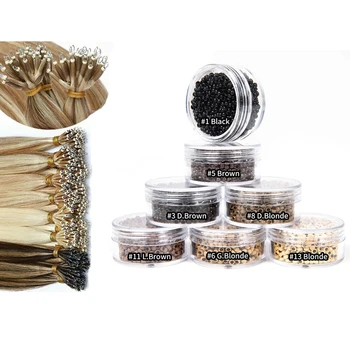 1000Pcs/Bottle 2.5Mm*1.5Mm*2Mm Hair Beads Lined Copper Nano Rings Tubes Micro Links Beads For Hair Extensions Black 7 Colors