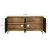 Farmhouse Sideboard Buffet Cabinet Accent Storage Cabinet with 4 Carved Flower Doors and Metal Handless, TV Stand Console Table 2