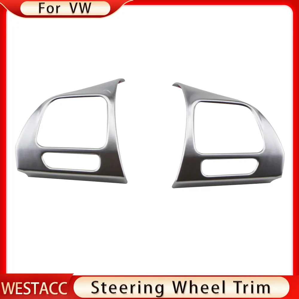 2Pcs Car Steering Wheel Panel Sticker Trim Cover for VW Golf MK6 Passat B7 CC EOS Tiguan Jetta Touran Caddy Sharan Accessories — view 5