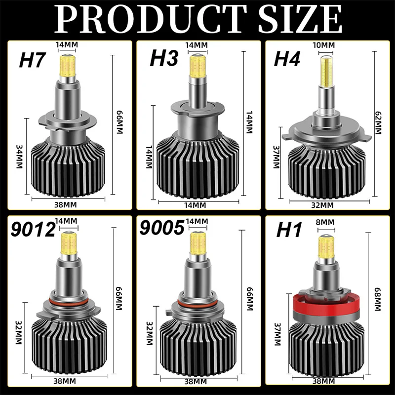 2개입 3D H7 프로젝터 LED 자동차 헤드라이트 전구 360도 H1 H4 HB3 HB4 9012 HIR2 6000K LED H11 H8 9006 9005 자동차 안개등 12V 칩 2000W