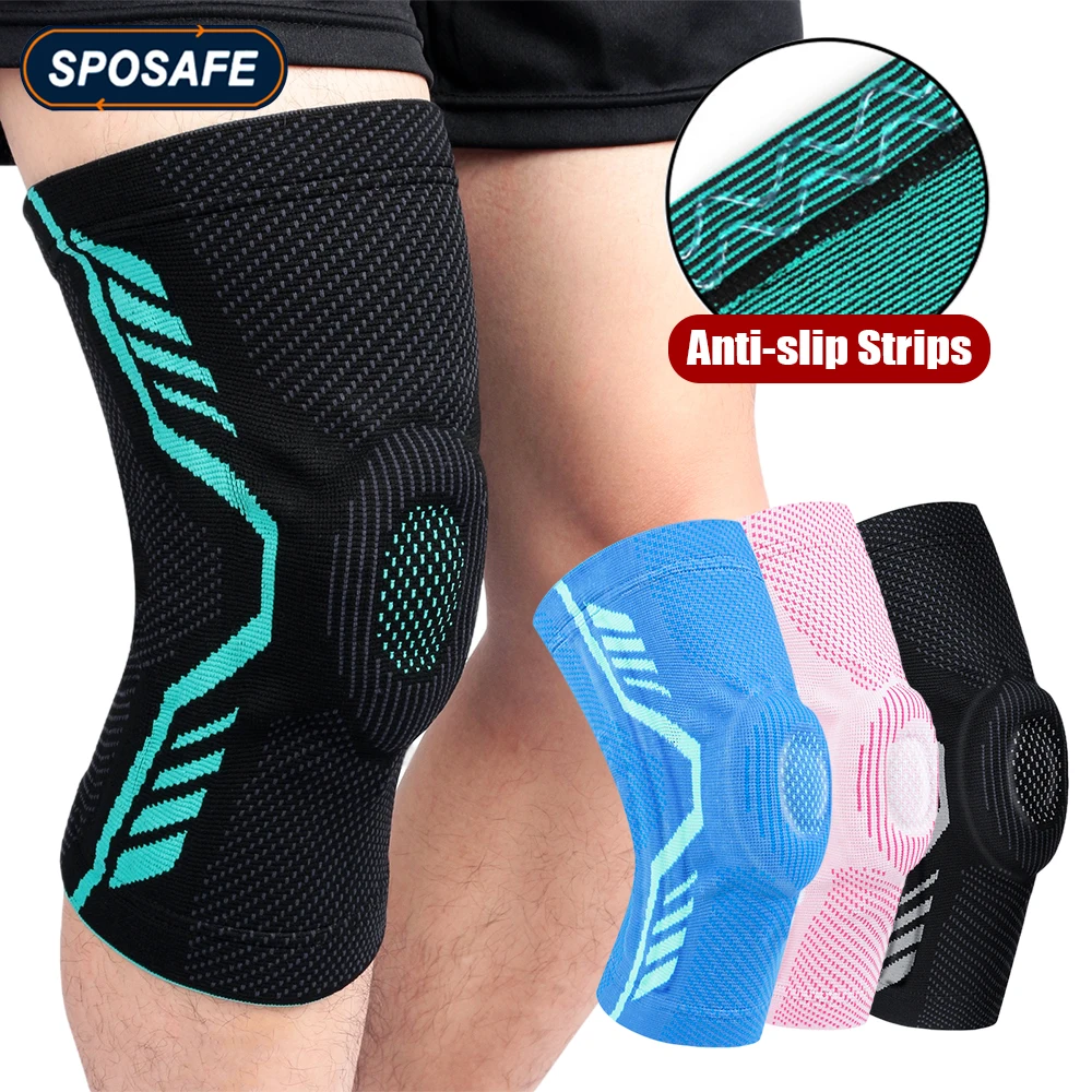 

Sports Compression Knee Support Brace Silicone Anti-collision Pads Protection Leg Sleeve for Cycling Running Basketball Fitness
