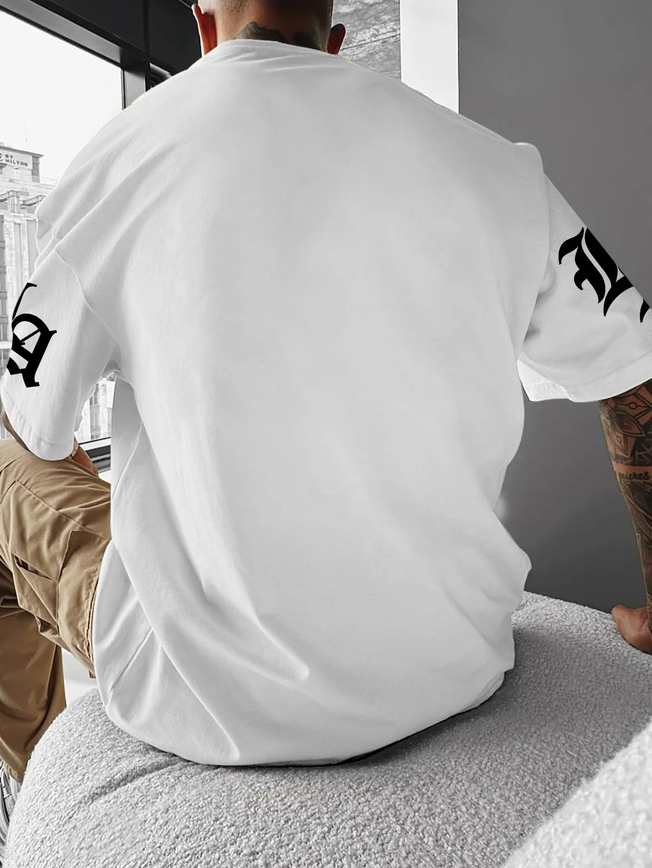 Herren-T-Shirt im amerikanischen Retro-Stil mit Los Angeles-Aufdruck, lockerer Rundhalsausschnitt, Street-Style, lässiges Oberteil – Detail 5