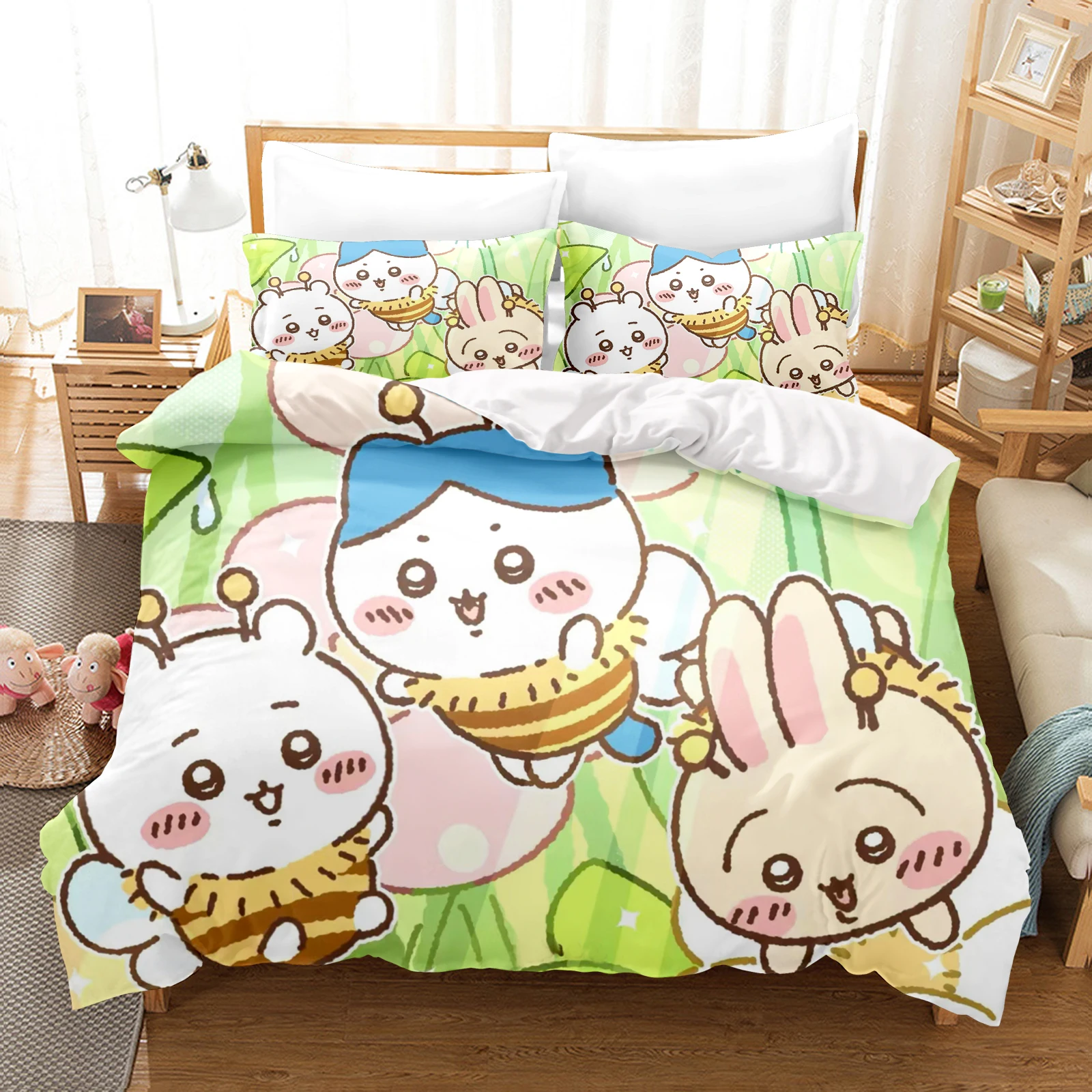 

Chiikawa Duvet Cover Set With Pillowcase 3-Piece Set 1 Quilt Cover Bedding Queen Covers Suitable For Children And Adults