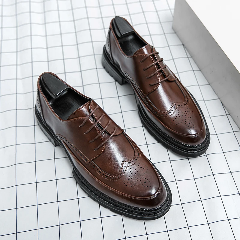 Men Leather Shoes Italian Brand Business Dress Casual Shoes Size 38-46