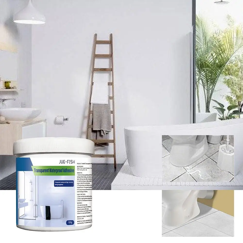 

100g Waterproof Sealant Agent Transparent Glue Toilet Sealant Leak-trapping Agent Tools Roof Anti-Leak Repair Broken Glue R R7S6