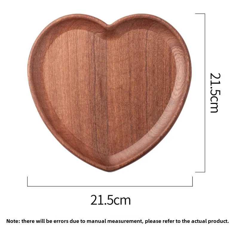 Ebony Heart-shaped Tray Tea Fruit Solid Wood Coffee Cake Tray Wooden Tea Tray 4