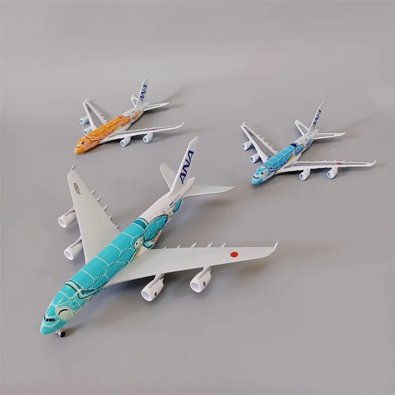 

16cm/20cm Alloy Metal Japan ANA Airbus A380 Cartoon Sea Turtle Airlines Diecast Airplane Model Plane Aircraft Green Orange Blue