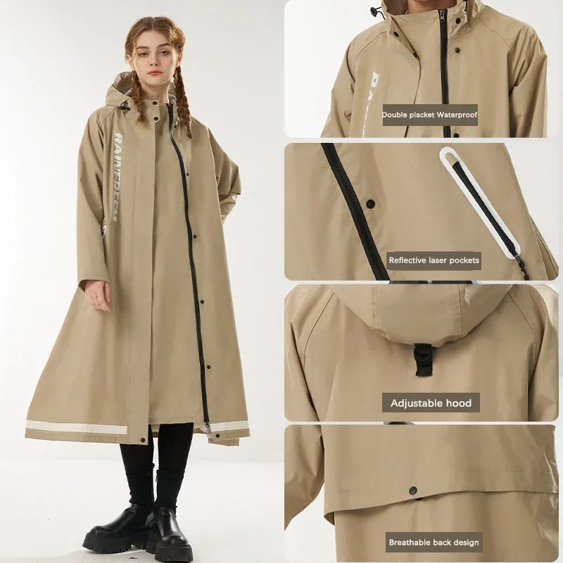 Long Windbreaker-style Raincoat Fashion Rainproof Thickened Wear Rain Poncho Hiking Cycling Couple Raincoat