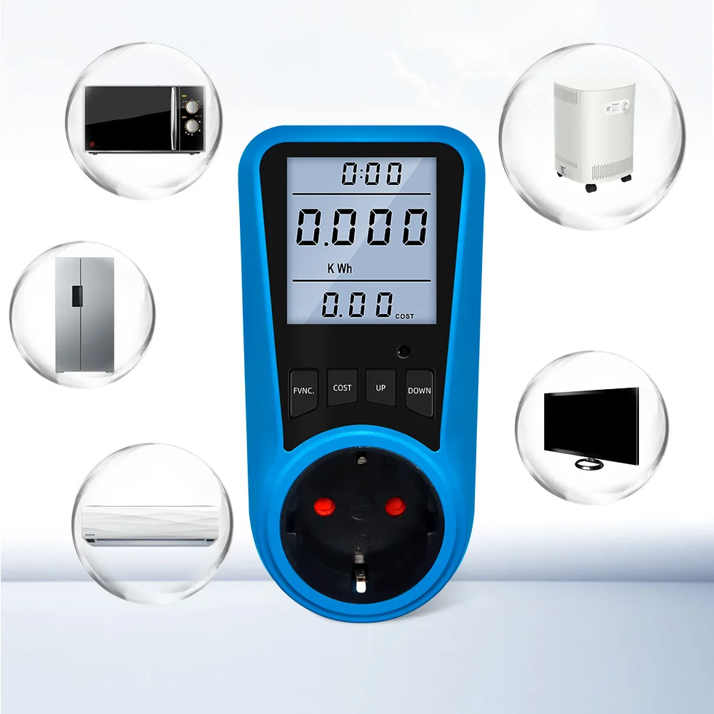 

Digital Current Meter Voltmeter AC Power Meter Time Watt Power Energy Tester Wattmeter Socket Electricity Usage Monitor Socket