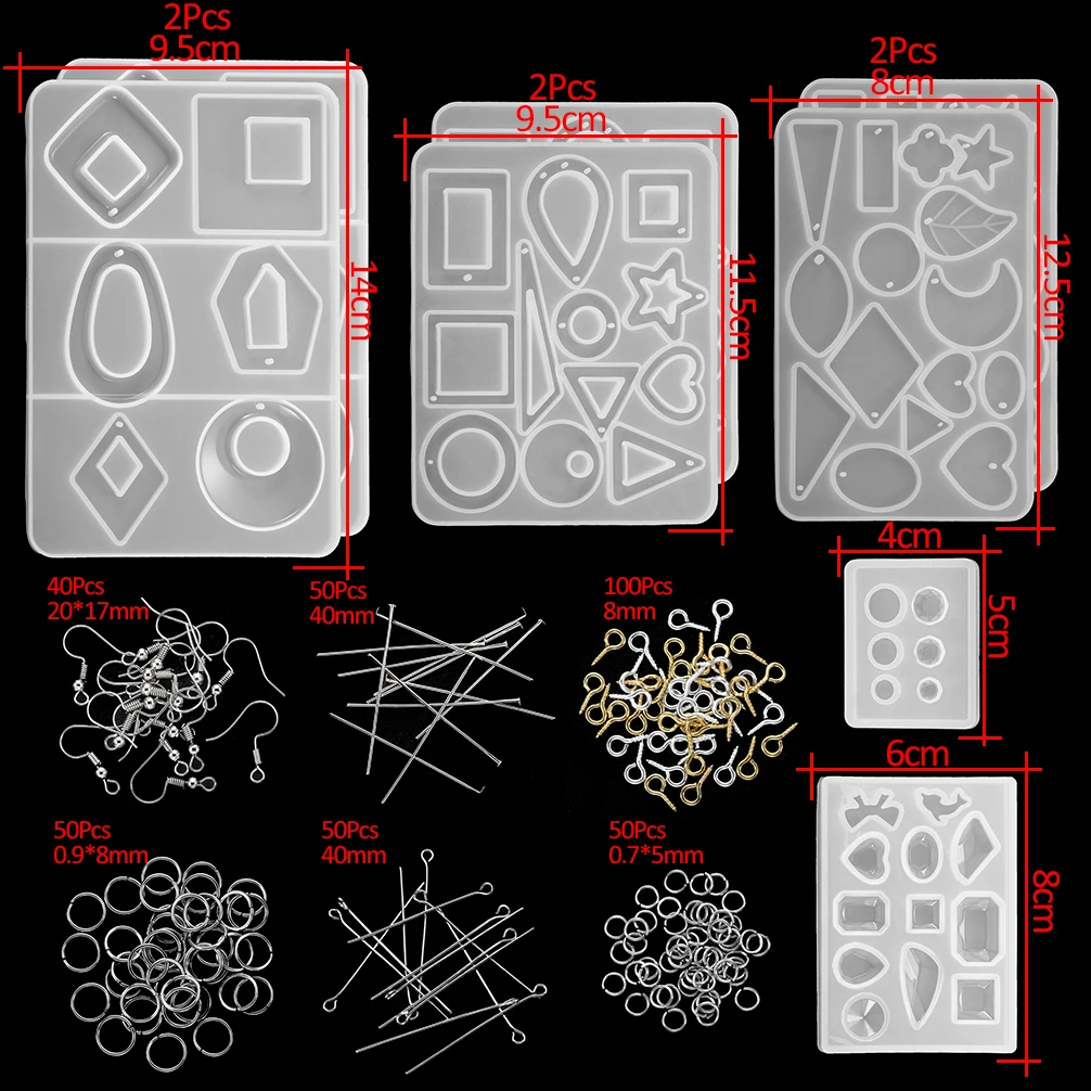 Stampo in silicone per resina epossidica, 2 stampi a fiori per realizzare orecchini, gioielli, portachiavi, ciondoli con forme di fiore, cuore, stella e cerchio