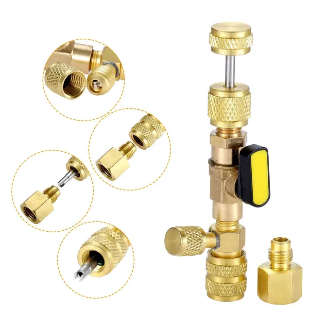 Kit di strumenti di installazione per rimozione nucleo valvola con doppia porta 1/4 e 5/16 per con sistema HVAC R22 R12 R407 R410 R404 R32 R600 6