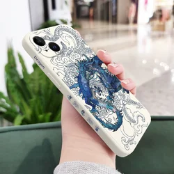 Stylish Blue Dragon Silicone Phone Case Cover - iPhone 13 (White)