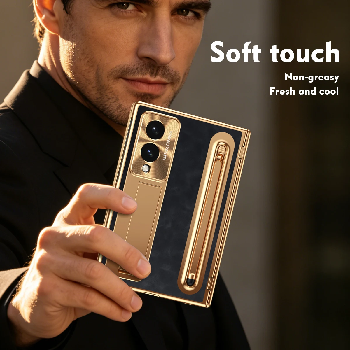 Premium Foldable Phone Case with Hidden Stand and Pen Slot - Includes HD Screen Protector