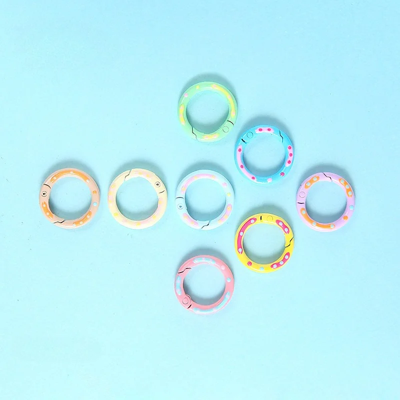 Multicolor Metal Round Ring Spring Clasp Carabiner Keychain Clips Hook Dog Chain DIY Jewelry Buckle Connector Supplies