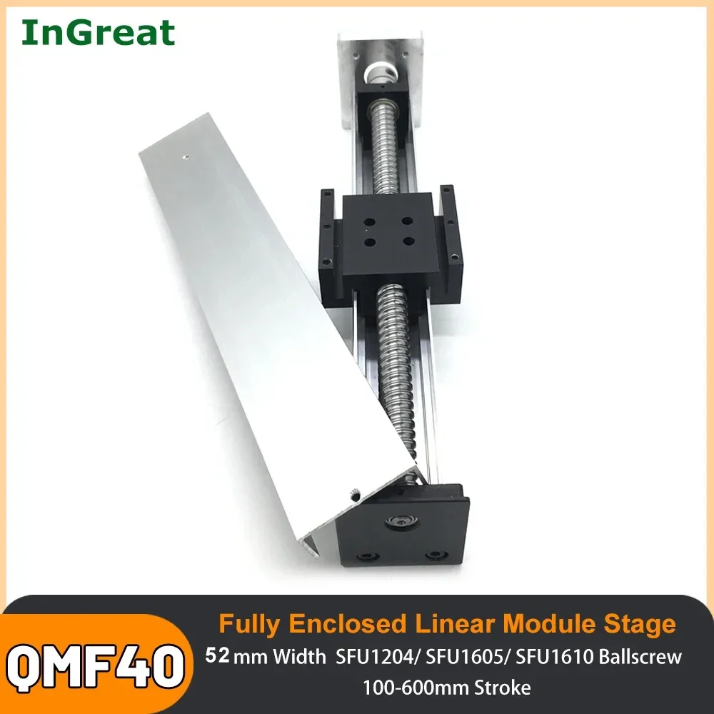 52mm Width Module CNC Fully Enclosed Sliding Table Linear Guide Stage ...