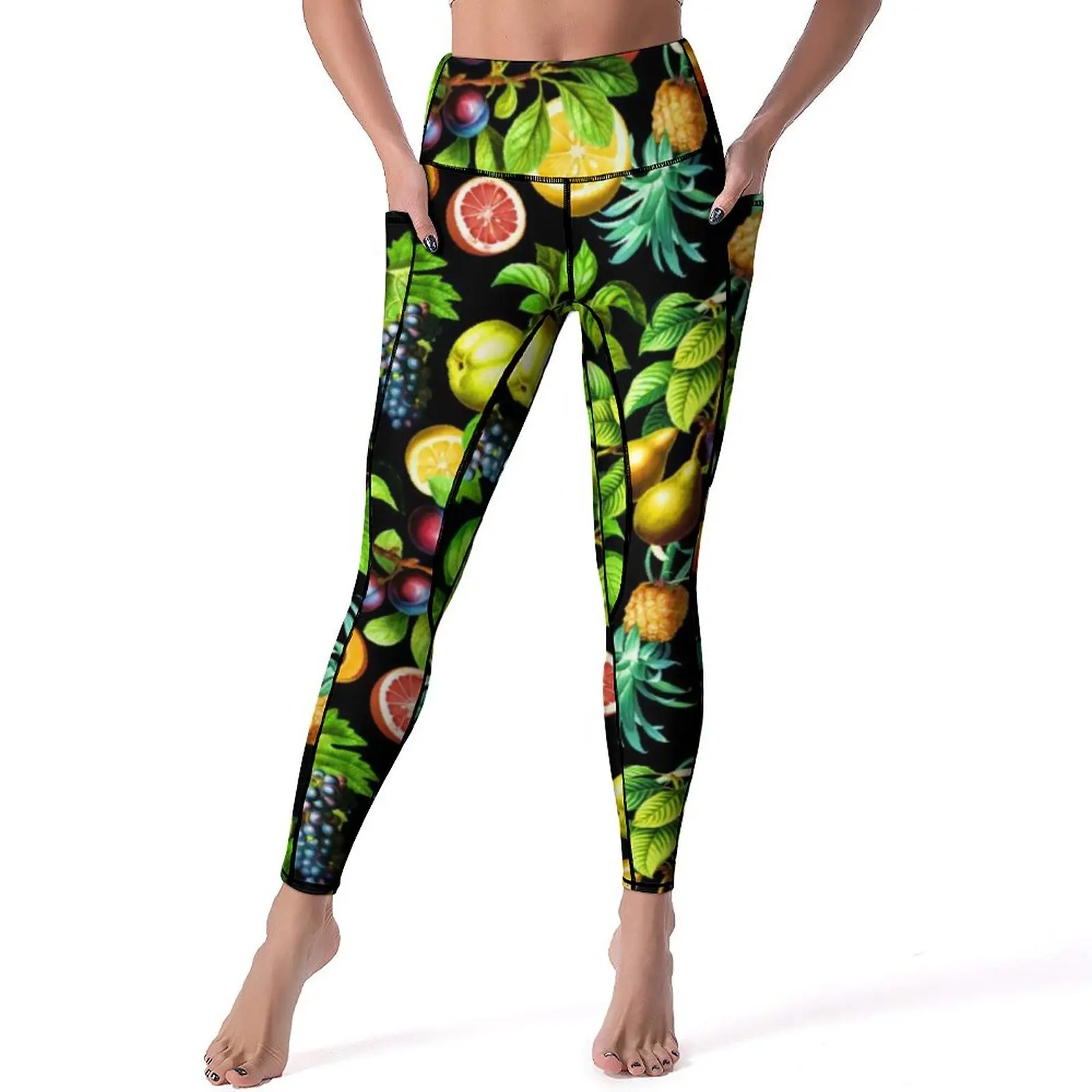 

Tropical Fruit Leggings Vegetarian Lemon Print Fitness Yoga Pants High Waist Fashion Leggins Elastic Design Sport Legging Gift