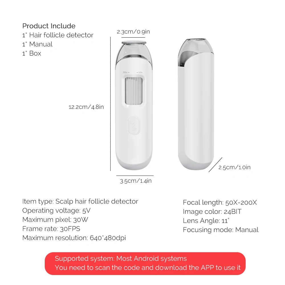 New 50X/200X Hair Follicles Scalp Detector Dermatoscope Tester Skin Analyzer Machine For Scalp Diagnostic Skin Care Tools