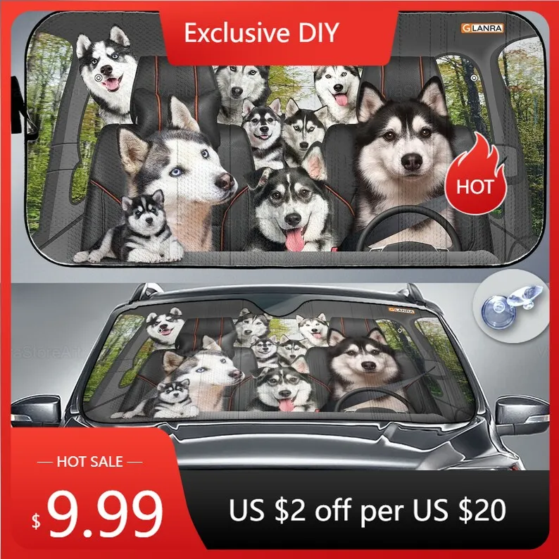 

Husky Car Sunshade, Dog Car Decoration, Husky Lover, Auto Sun Shade, Gift For Dad, Car Windshield, Gift For Him PHT052205F03