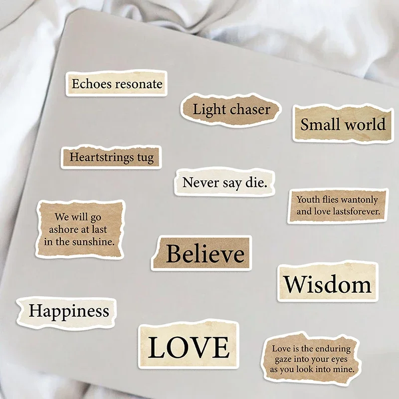 50Pcs Waterproof Laptop Decals Vintage English Letter Graffiti Sticker Pack Luggage Notebook Cup Funny Stickers Kids Toy